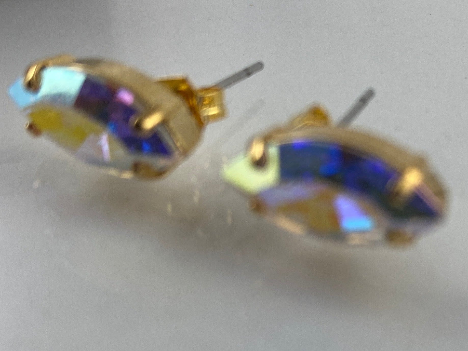 Earrings, finished jewelry, rhodium gold, marquis shaped crystals