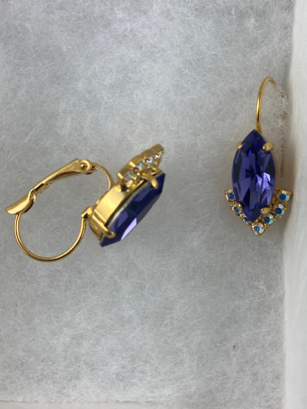 Earrings, finished jewelry, 15x7mm marquise shaped crystals, and tiny crystal AB crystals, in rhodium gold