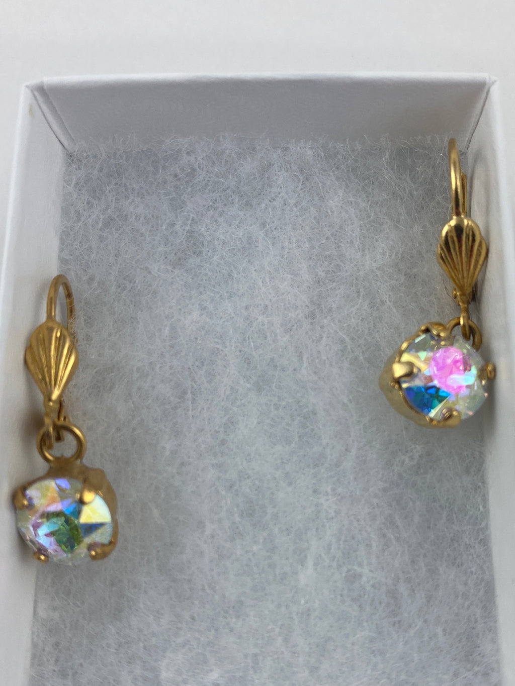 Earrings, finished jewelry, rhodium gold, crystals