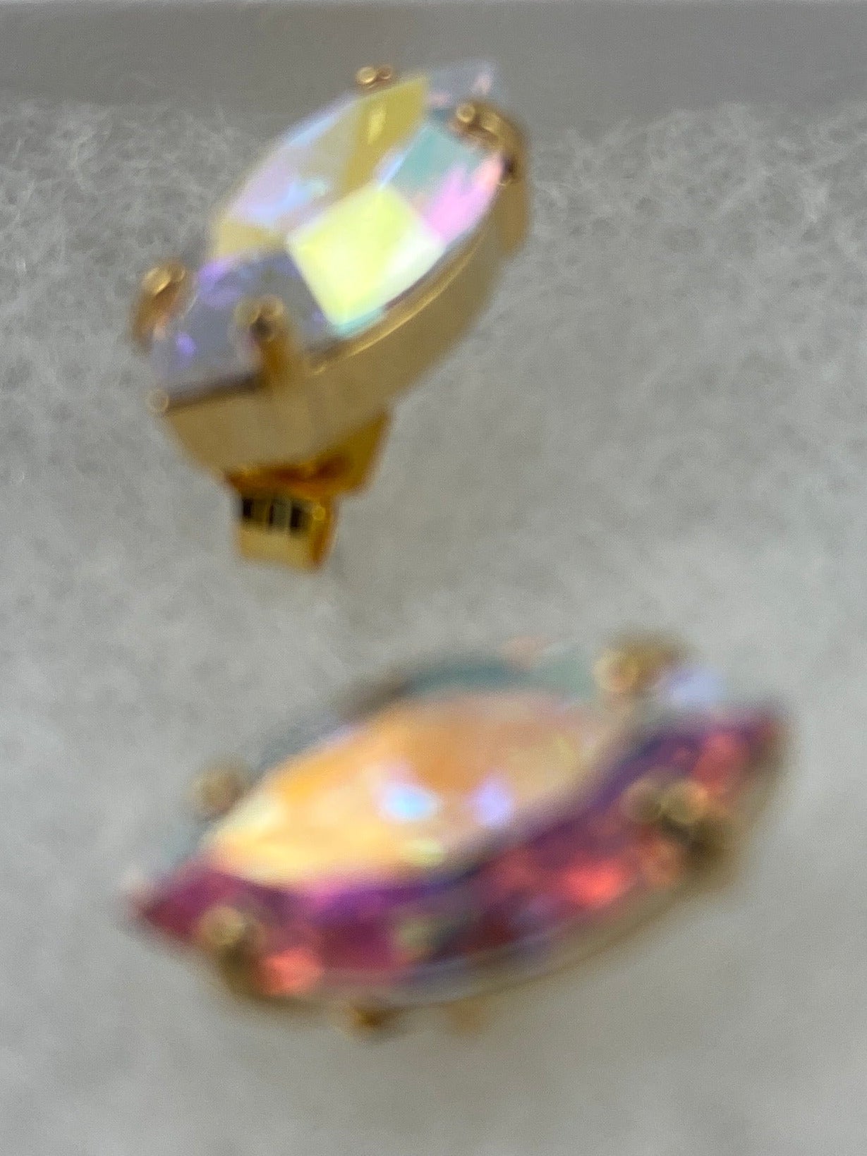 Earrings, finished jewelry, rhodium gold, marquis shaped crystals
