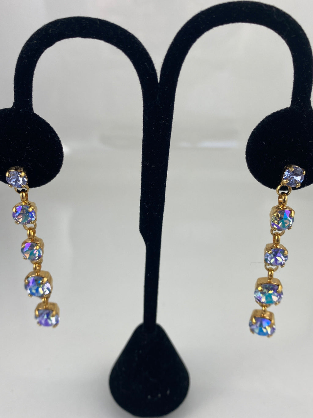 Earrings, finished jewelry, Rhodium gold, crystal any color