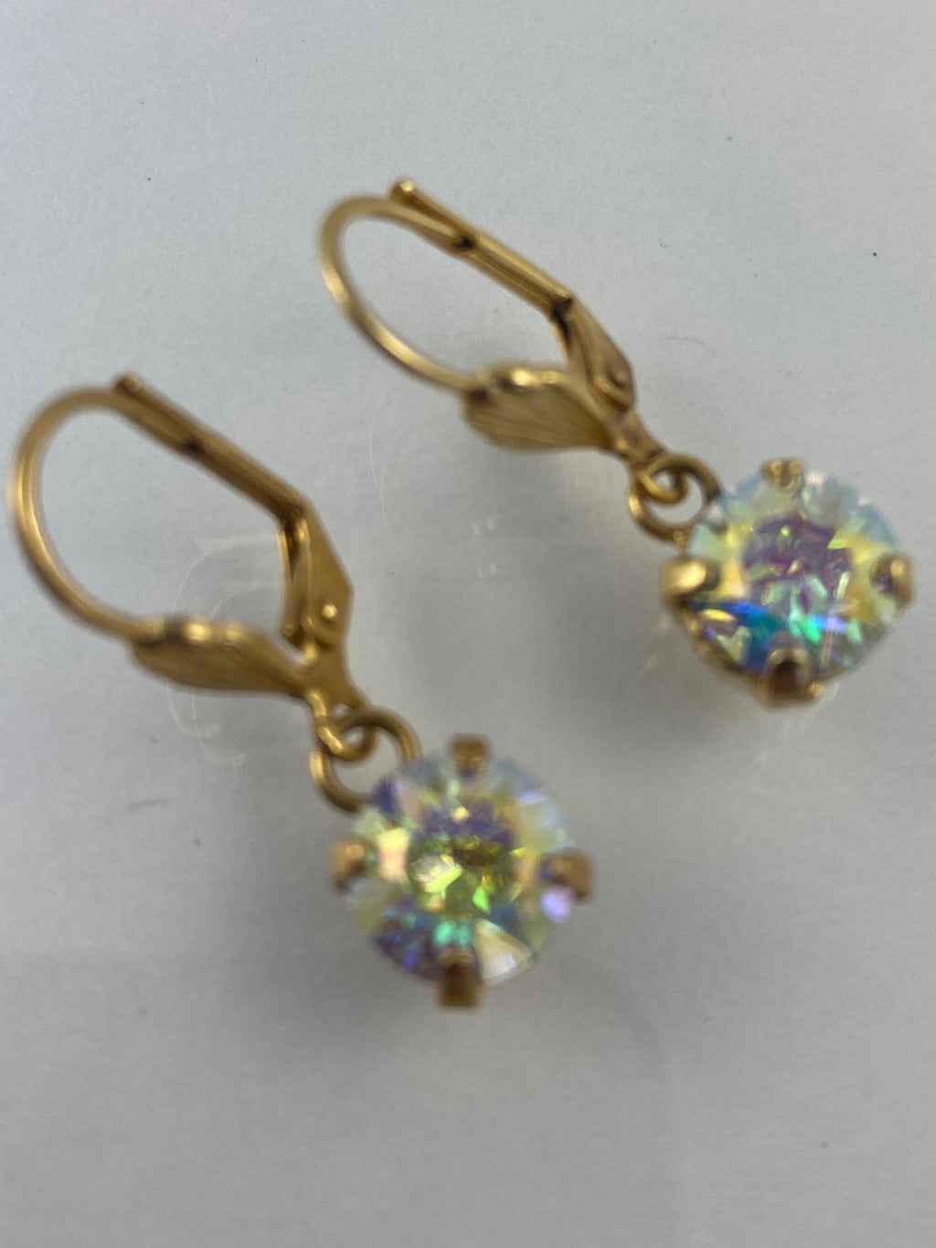 Earrings, finished jewelry, rhodium gold, crystals