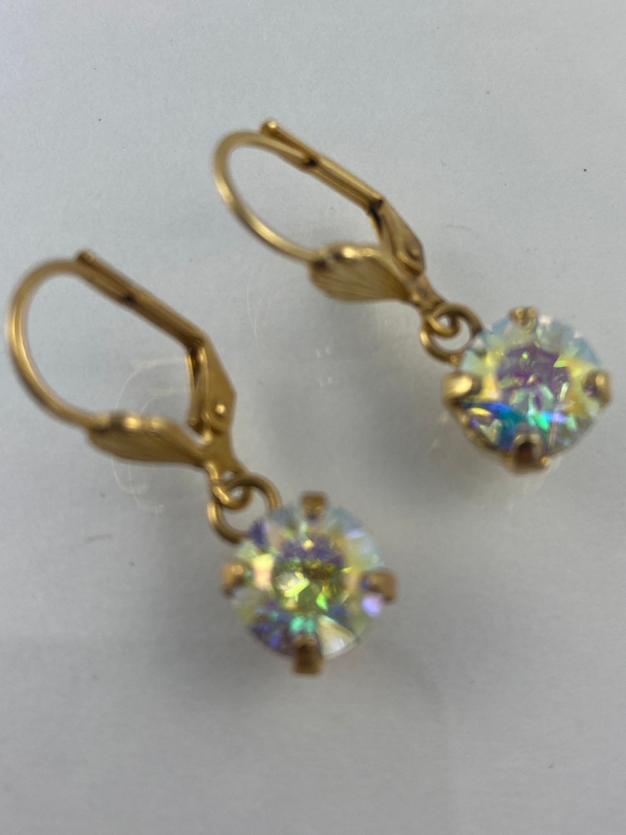 Earrings, finished jewelry, rhodium gold, crystals