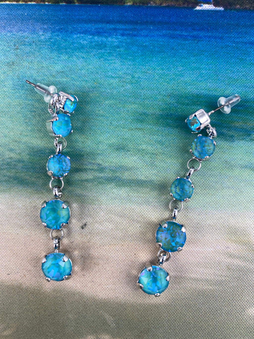 Earring, finished jewelry, Rhodium silver, crystal any color