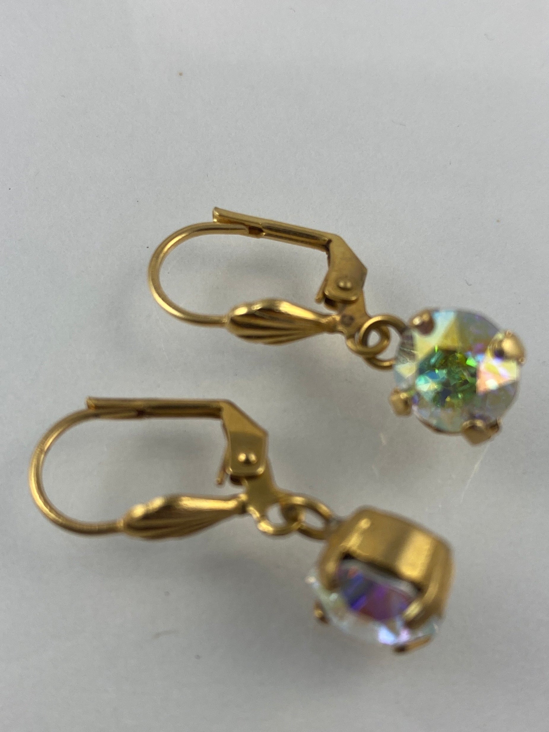 Earrings, finished jewelry, rhodium gold, crystals
