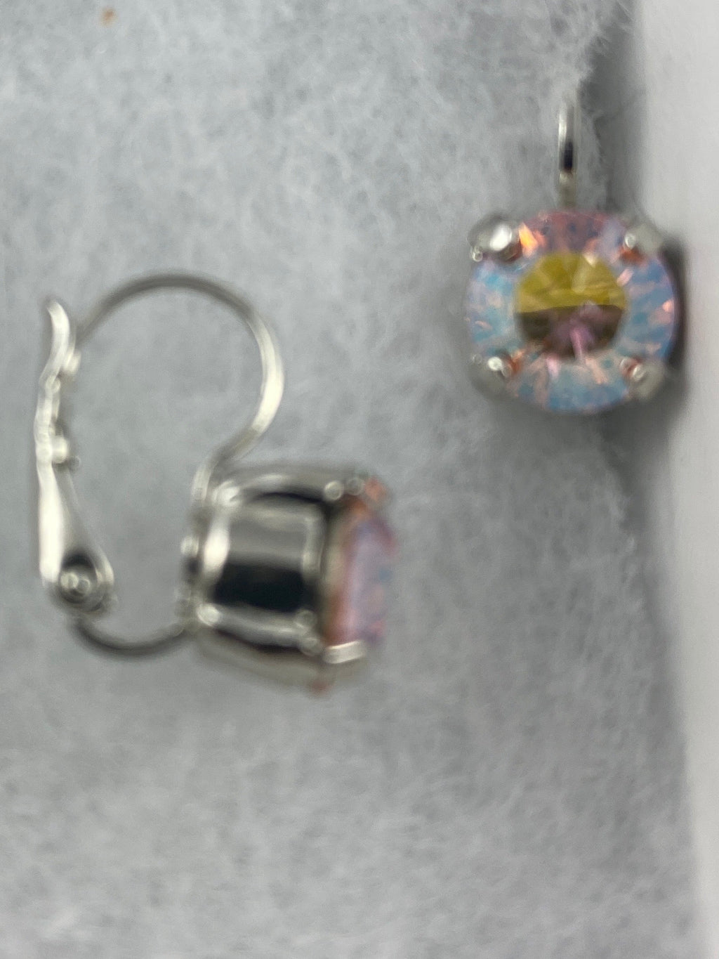 Earrings, finished jewelry, rhodium silver, crystal