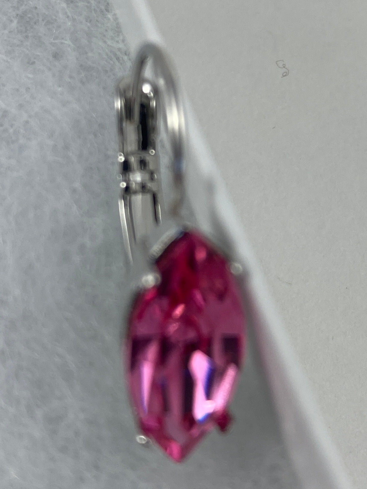 Earrings, finished jewelry, rhodium silver, marquise shaped crystal