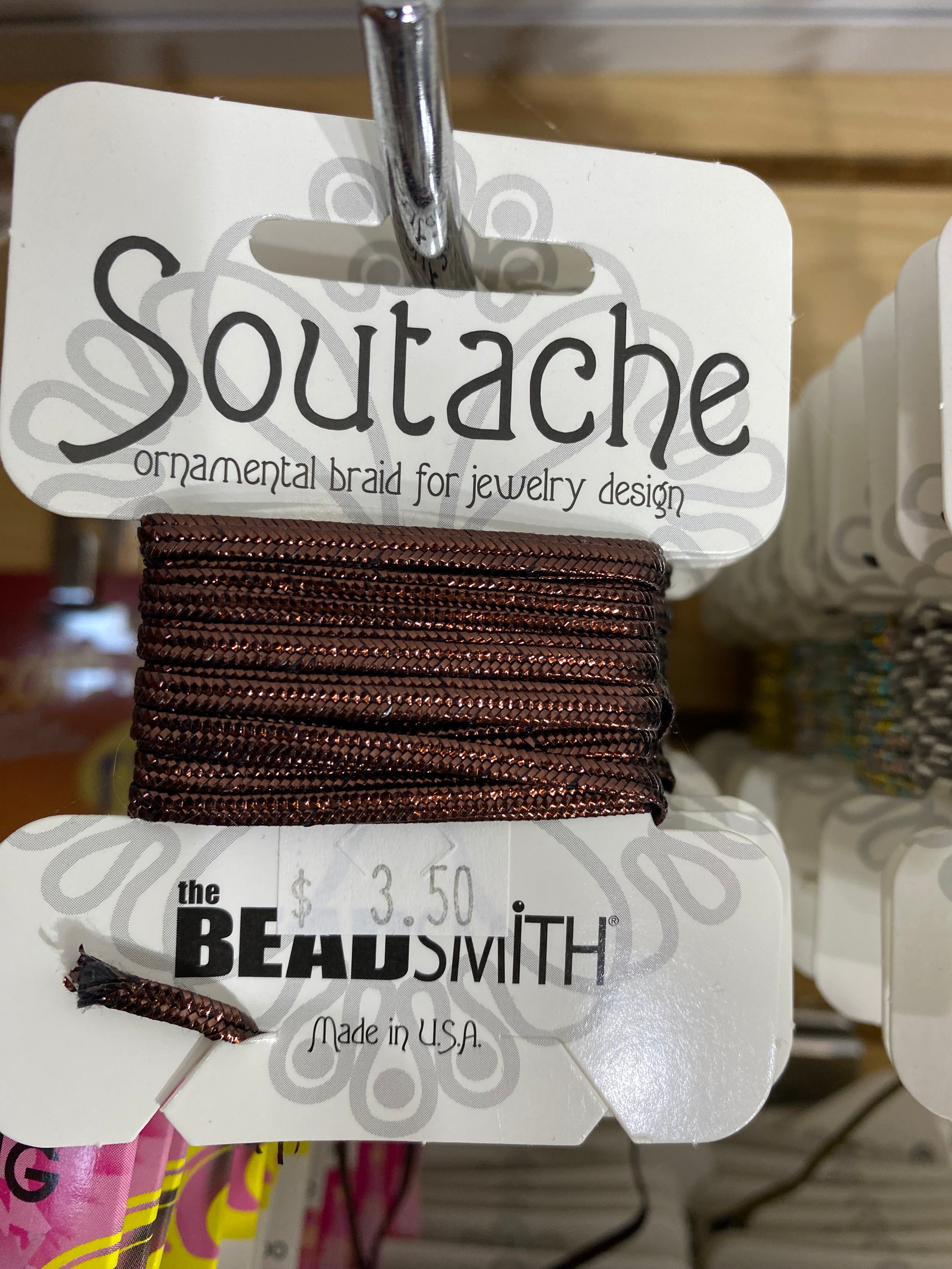 Textured Metallic Polyester Soutache Cord – Soutache Braid for Jewelry Design, Passementerie Projects, and Arts and Crafts Projects – 3 Millimeter Cord in 3 Yard Length (bronze)