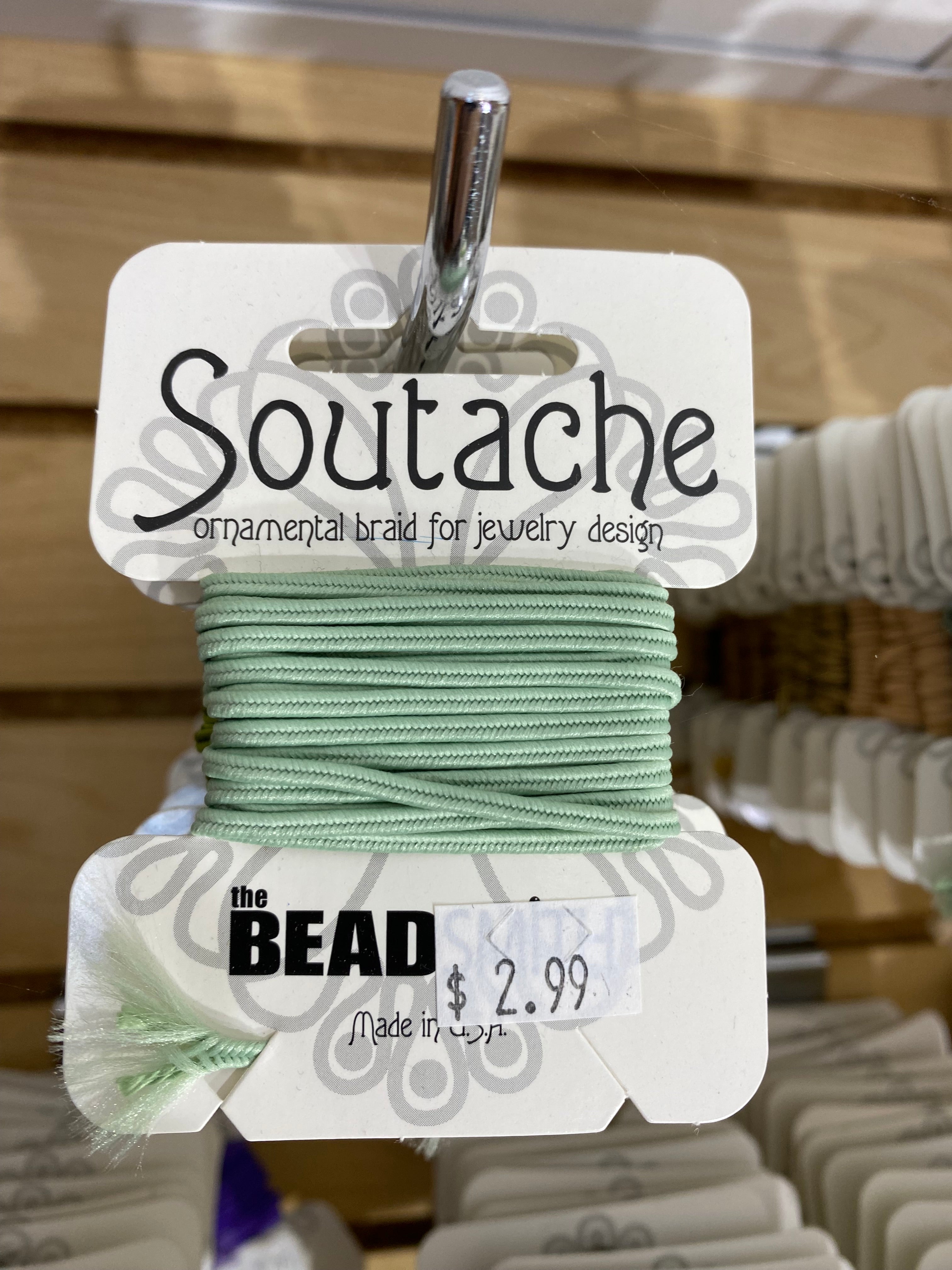 Polyester Soutache Cord – Soutache Braid for Jewelry Design, Passementerie Projects, and Arts and Crafts Projects – 3 Millimeter Cord in 3 Yard Length (pale green)