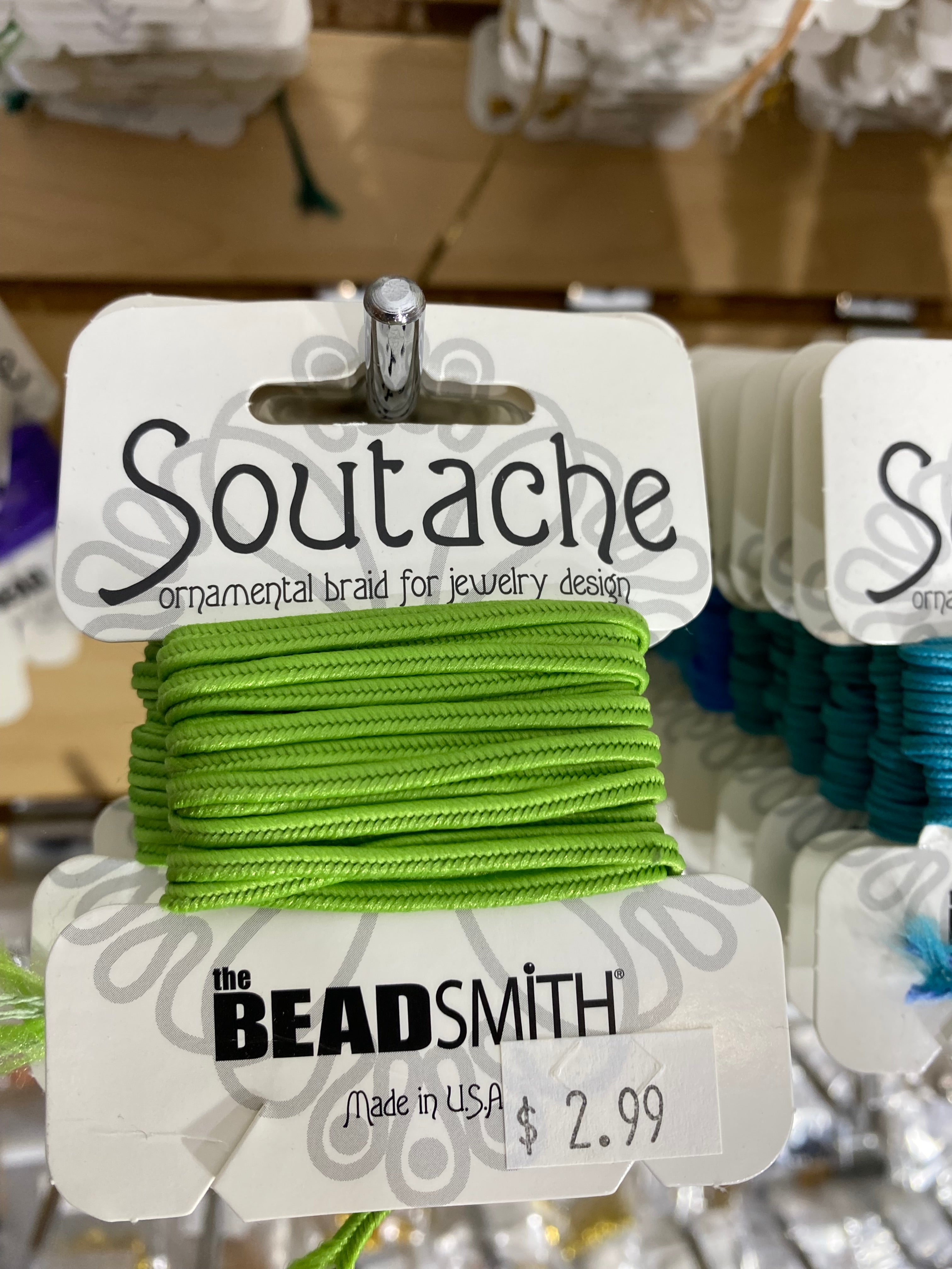 Polyester Soutache Cord – Soutache Braid for Jewelry Design, Passementerie Projects, and Arts and Crafts Projects – 3 Millimeter Cord in 3 Yard Length (lilac green)