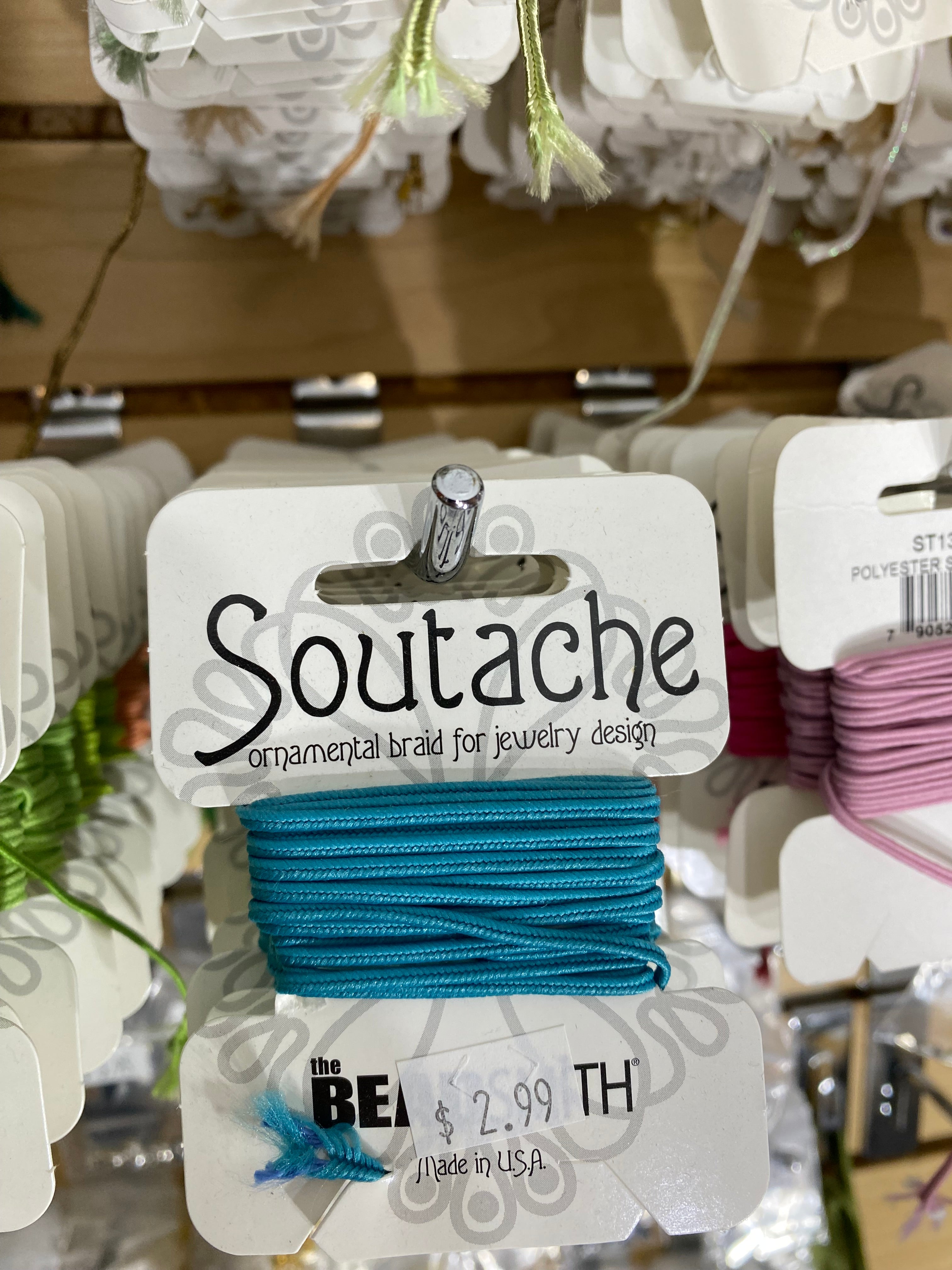 Polyester Soutache Cord – Soutache Braid for Jewelry Design, Passementerie Projects, and Arts and Crafts Projects – 3 Millimeter Cord in 3 Yard Length (cyan blue))