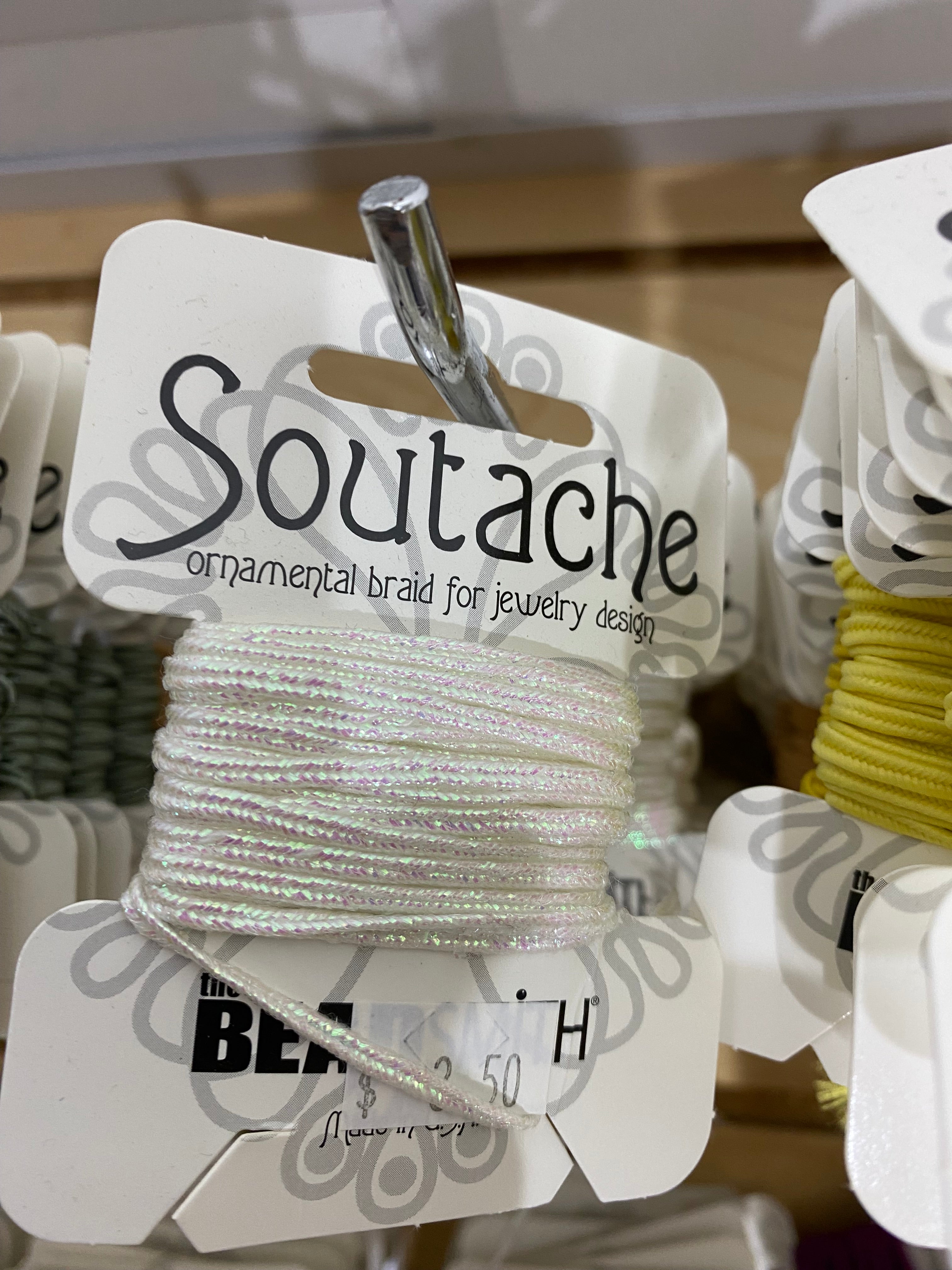 Polyester Soutache Cord – Soutache Braid for Jewelry Design, Passementerie Projects, and Arts and Crafts Projects – 3 Millimeter Cord in 3 Yard Length (white crystal)