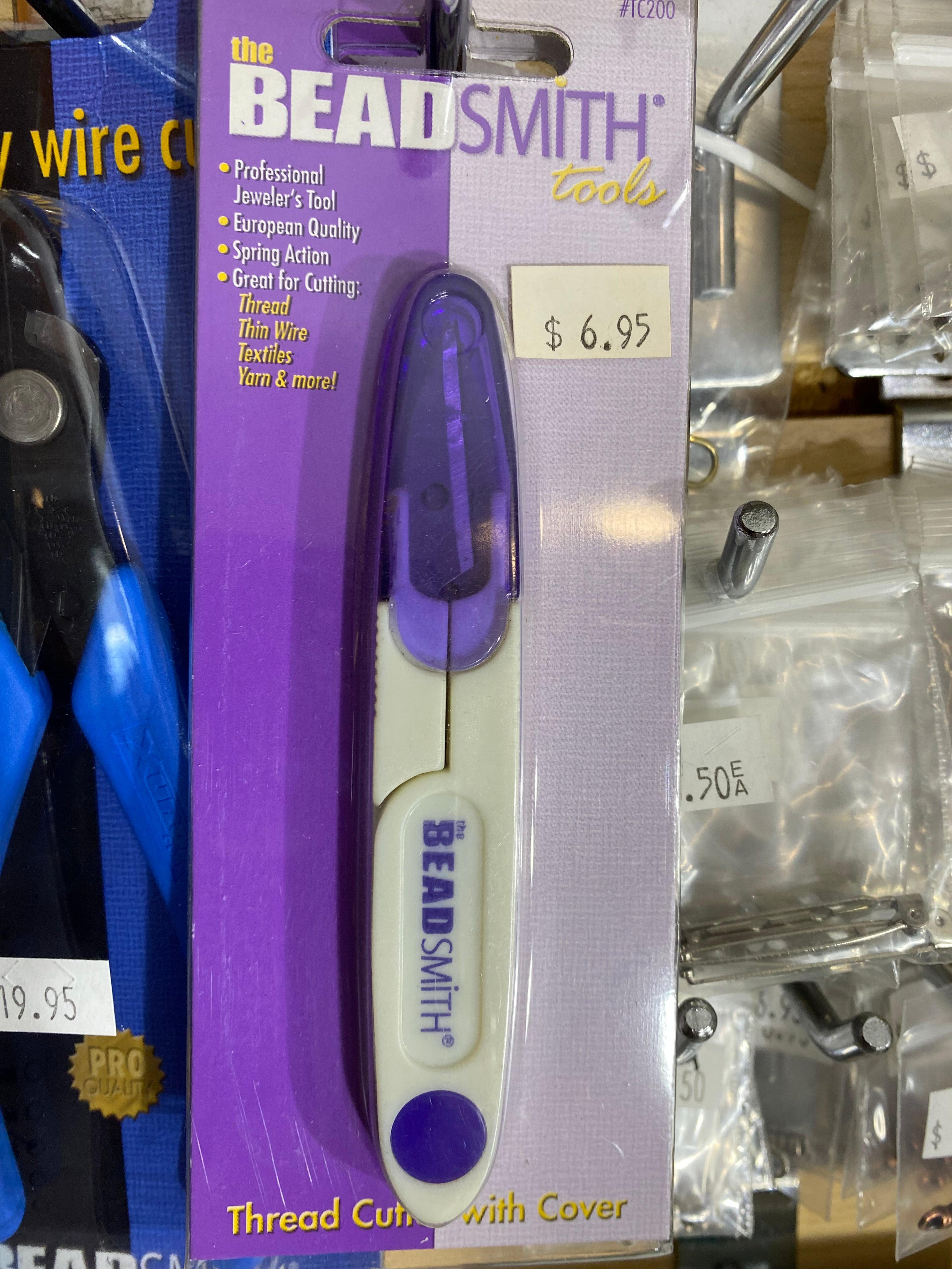 The Beadsmith Thread Cutter – 4.5” Long – Spring Action Handle – Includes Safety Cover – Easily Cuts Through Threads, Textiles, Yarn, Paper, Thin Wire and Other Crafting Materials