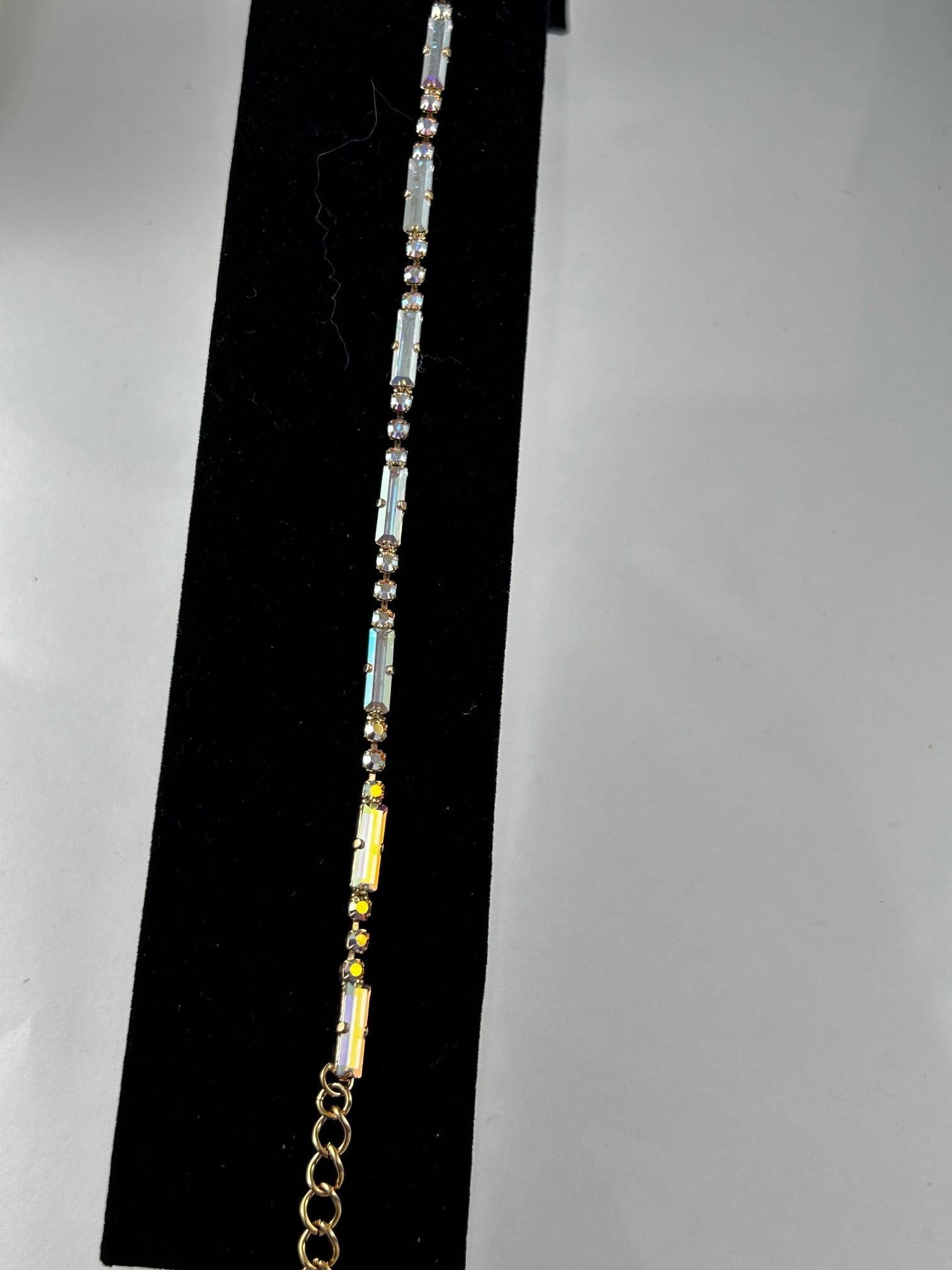 Bracelet, finished jewelry, Crystal AB and gold extender bracelet