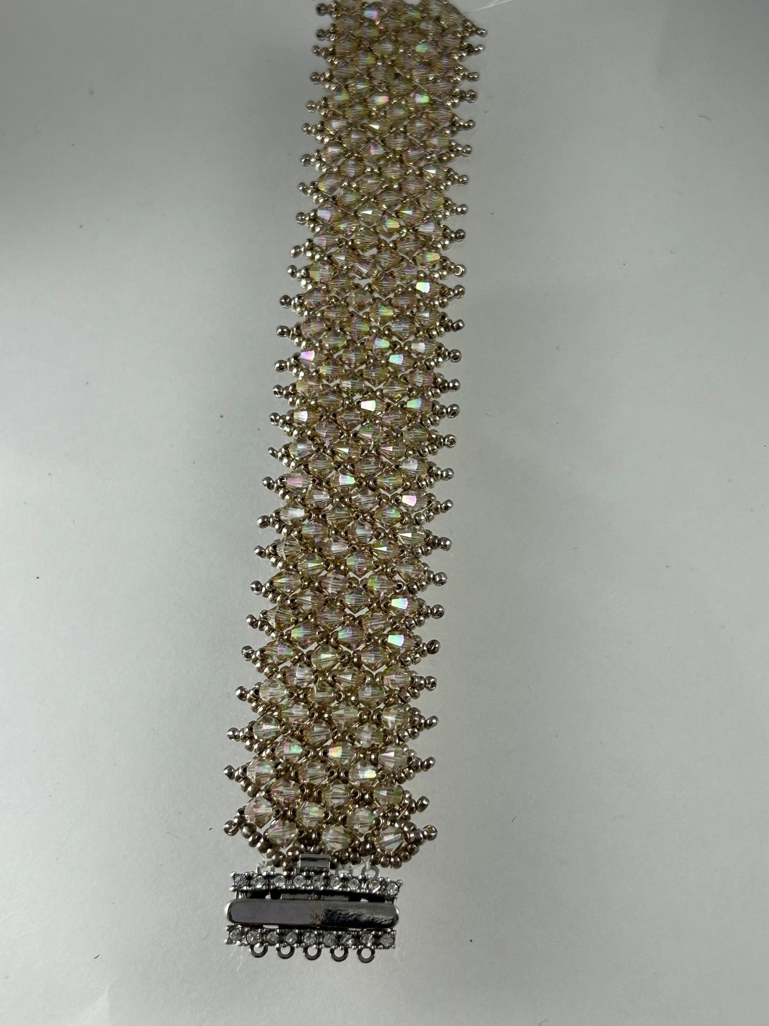 Bracelet, finished jewelry, Purple haze and sterling netted bracelet with fancy clasp