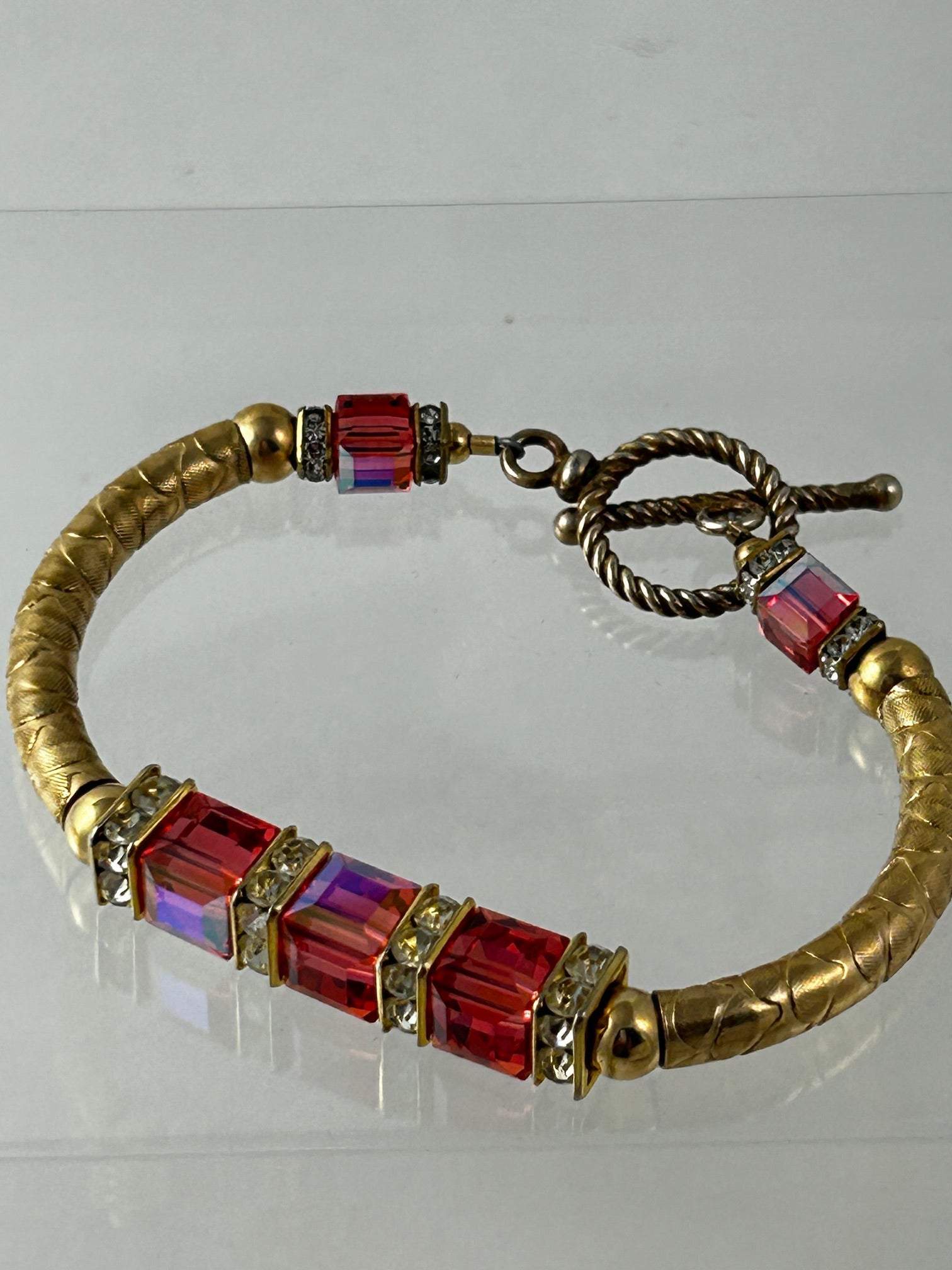 Bracelet, finished jewelry, Padparadscha and 14kt gold filled soldiers hug bracelet
