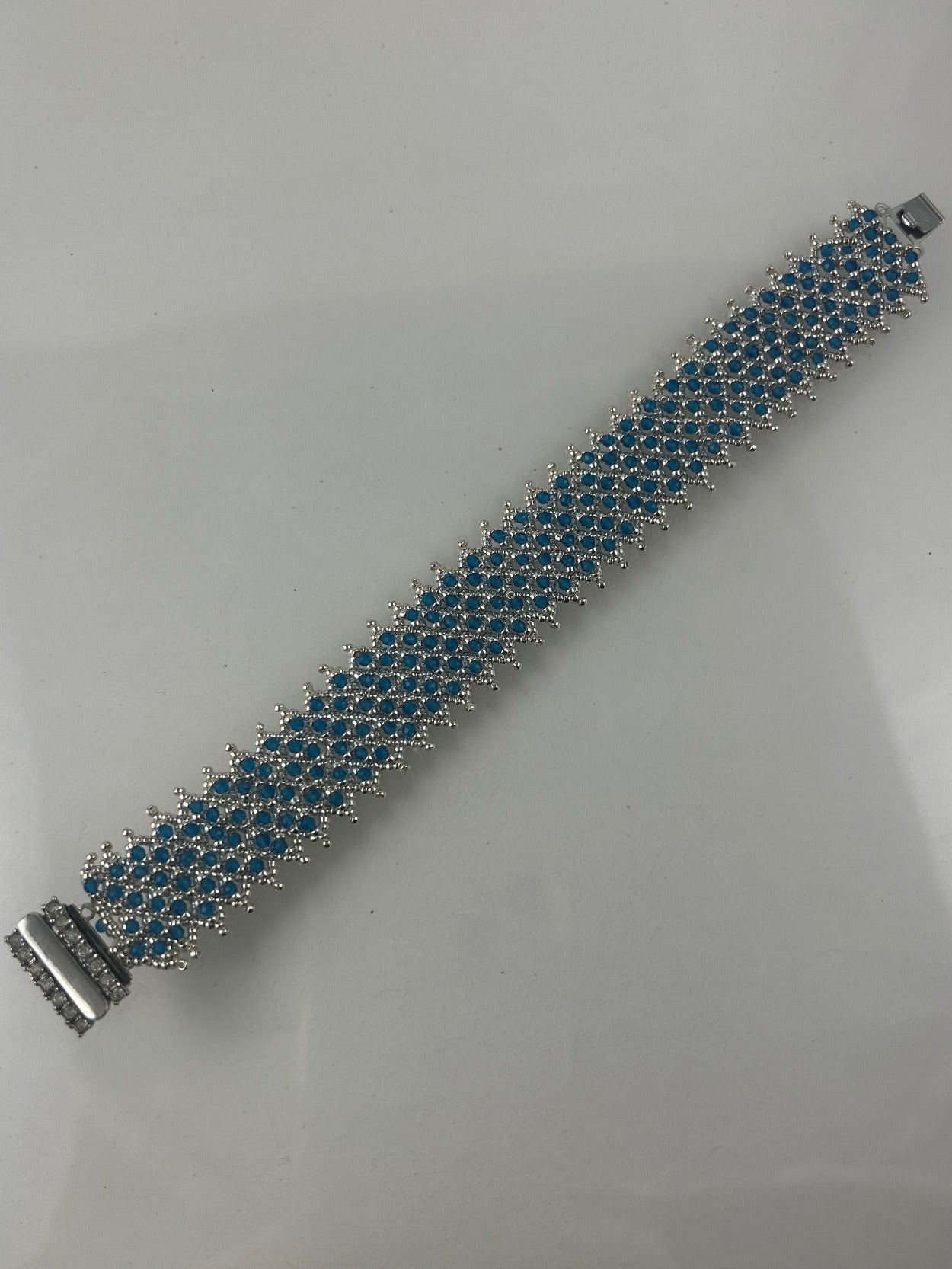 Swiss blue topaz and sterling bracelet 